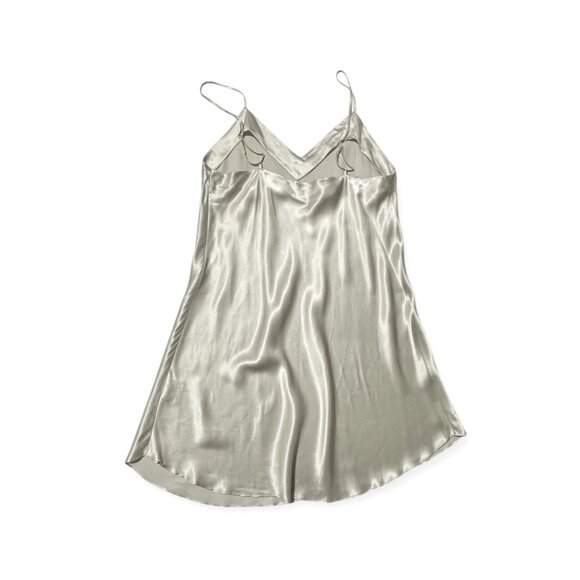 Vintage Vivine La Rinascente 100% Silk Slip Dress Silver Italy Size L - Picture 5 of 10